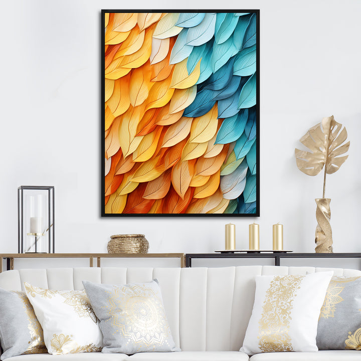Colorful blue and yellow feathers - Feathers Home Decor Art