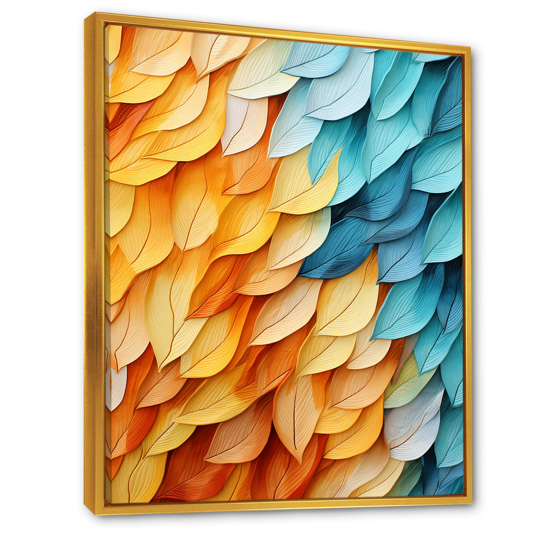 Colorful blue and yellow feathers - Feathers Home Decor Art