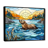 Enchanting beaver mosaic - Blue Beaver Wall Art