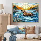 Enchanting beaver mosaic - Blue Beaver Wall Art