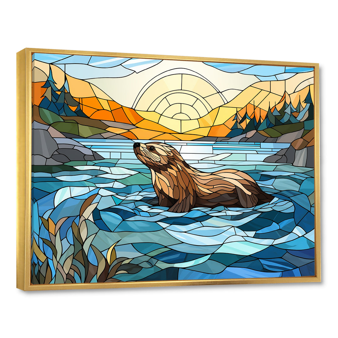 Enchanting beaver mosaic - Blue Beaver Wall Art