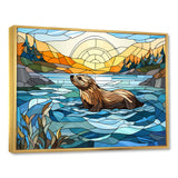 Enchanting beaver mosaic - Blue Beaver Wall Art