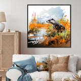 Enchanting beaver swim - Nursery Teddy Bear Large Canvas Wall Art