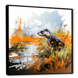 Enchanting beaver swim - Nursery Teddy Bear Large Canvas Wall Art