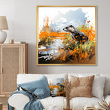 Enchanting beaver swim - Nursery Teddy Bear Large Canvas Wall Art