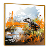 Enchanting beaver swim - Nursery Teddy Bear Large Canvas Wall Art