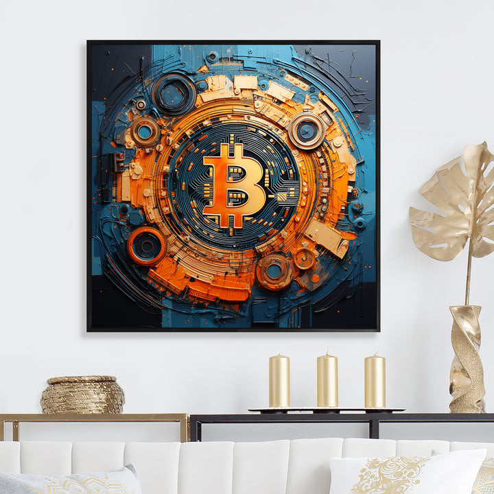 Orange Vibrant Bitcoin crypto - Nursery Teddy Bear Wall Art Prints