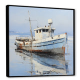 Minimalist White Nautical fishing boat - White Nursery Teddy Bear Wall Art