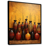 Red African Pottery Canvas - Geometric Canvas Wall Art