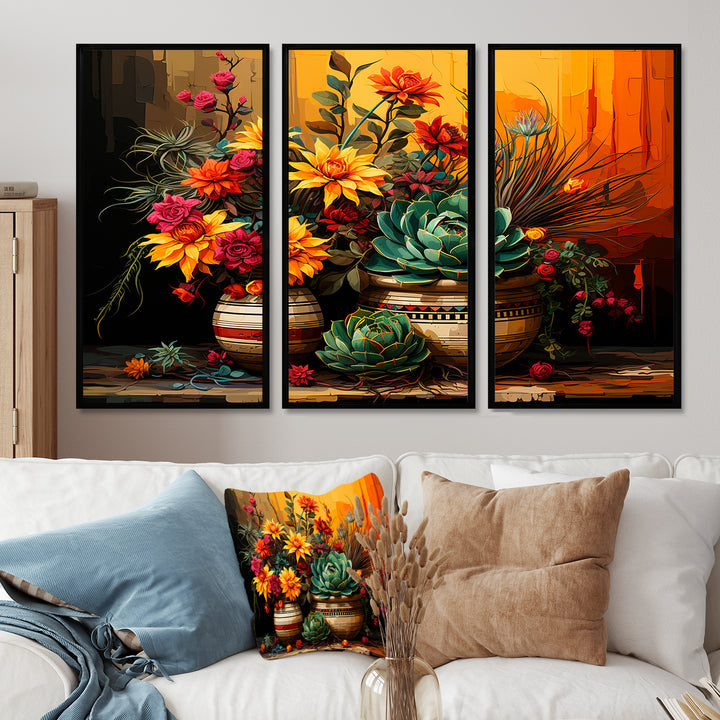 Boho mexican Pottery blooms - Multi-Panels