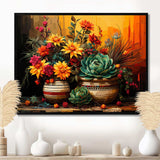 Boho mexican Pottery blooms - Geometric Canvas Wall Art