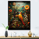 Abstract woodpecker bird flower at night - Bird Wall Decor