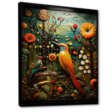 Abstract woodpecker bird flower at night - Bird Wall Decor