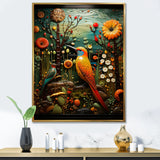Abstract woodpecker bird flower at night - Bird Wall Decor