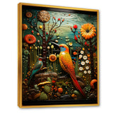 Abstract woodpecker bird flower at night - Bird Wall Decor