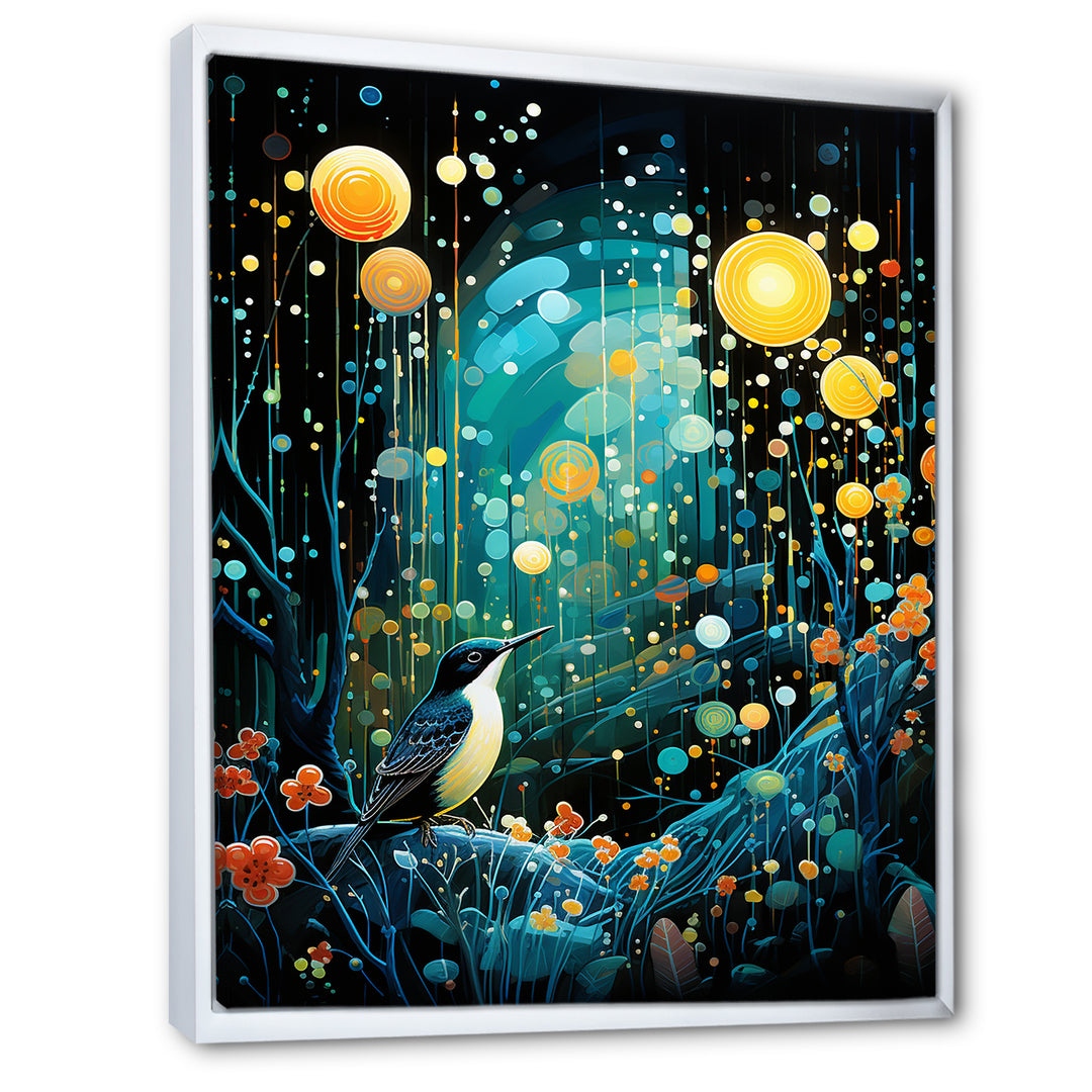 Flower serenity wood Pecker starry night - Bird Wall Decor