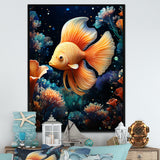 Abstract Ocean Dance - Orange Butterfly Fish Wall Art