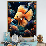 Abstract Ocean Dance - Orange Butterfly Fish Wall Art