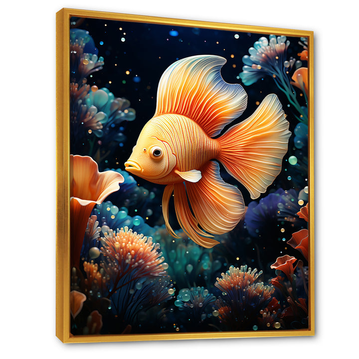 Abstract Ocean Dance - Orange Butterfly Fish Wall Art