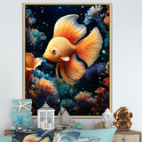 Abstract Ocean Dance - Orange Butterfly Fish Wall Art