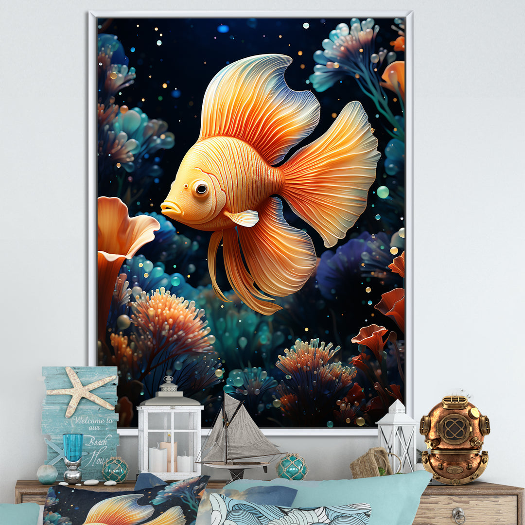 Abstract Ocean Dance - Orange Butterfly Fish Wall Art