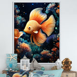 Abstract Ocean Dance - Orange Butterfly Fish Wall Art