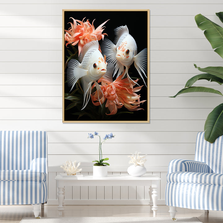Coral Classical Butterfly fish Symphony - Coral Butterfly Fish Wall Art