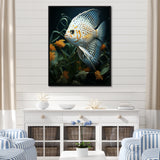 White Classical Butterfly fish Symphony - Butterfly Fish Framed Canvas Art