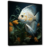 White Classical Butterfly fish Symphony - Butterfly Fish Framed Canvas Art