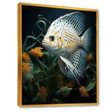 White Classical Butterfly fish Symphony - Butterfly Fish Framed Canvas Art