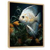White Classical Butterfly fish Symphony - Butterfly Fish Framed Canvas Art