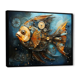 Yellow Cubist fish blue collage - Butterfly Fish Large Canvas Wall Art