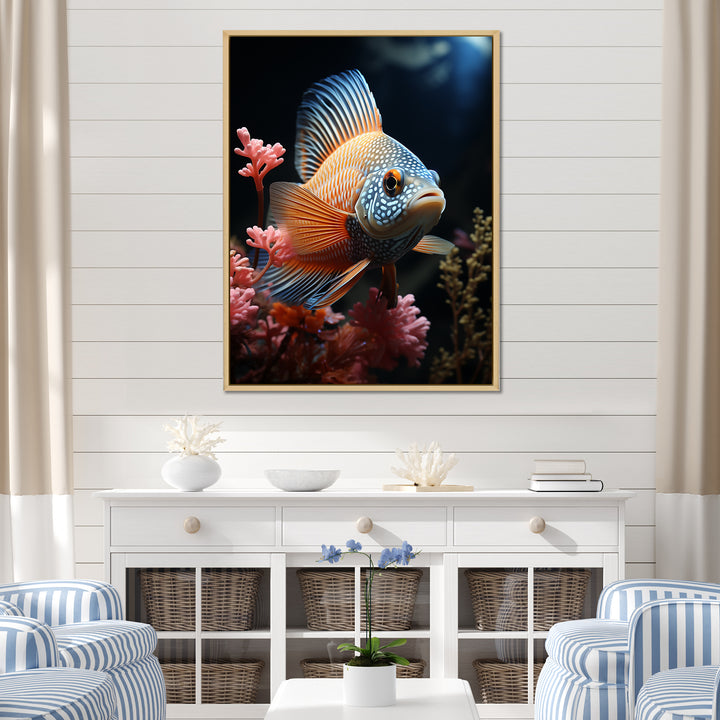 Coral Butterfly Fish expedition - Blue Butterfly Fish Wall Art