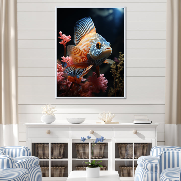 Coral Butterfly Fish expedition - Blue Butterfly Fish Wall Art