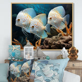 White and blue butterfly fish Wonderland - White Butterfly Fish Wall Art
