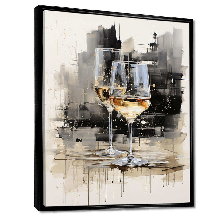 Black and white Champagne glass Essence II - Food &amp; Beverage Canvas Wall Art