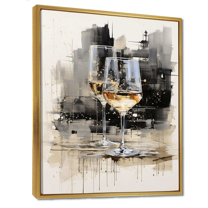 Black and white Champagne glass Essence II - Food &amp; Beverage Canvas Wall Art