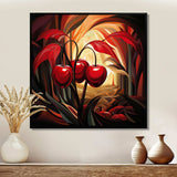 Summer Cherries cubic design II - Floral Canvas Wall Art