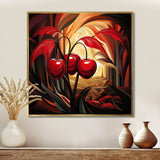 Summer Cherries cubic design II - Floral Canvas Wall Art