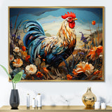 Rooster floral farm meadow - Rooster Wall Decor