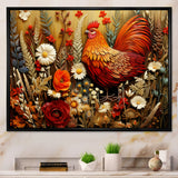 Country Quill floral Rooster - Red Chicken Wall Art