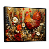 Country Quill floral Rooster - Red Chicken Wall Art