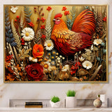 Country Quill floral Rooster - Red Chicken Wall Art