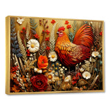 Country Quill floral Rooster - Red Chicken Wall Art