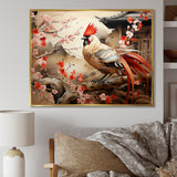 Japan beige and red Rooster - Rooster Living Room Wall Art