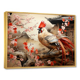 Japan beige and red Rooster - Rooster Living Room Wall Art
