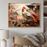 Japan beige and red Rooster - Rooster Living Room Wall Art