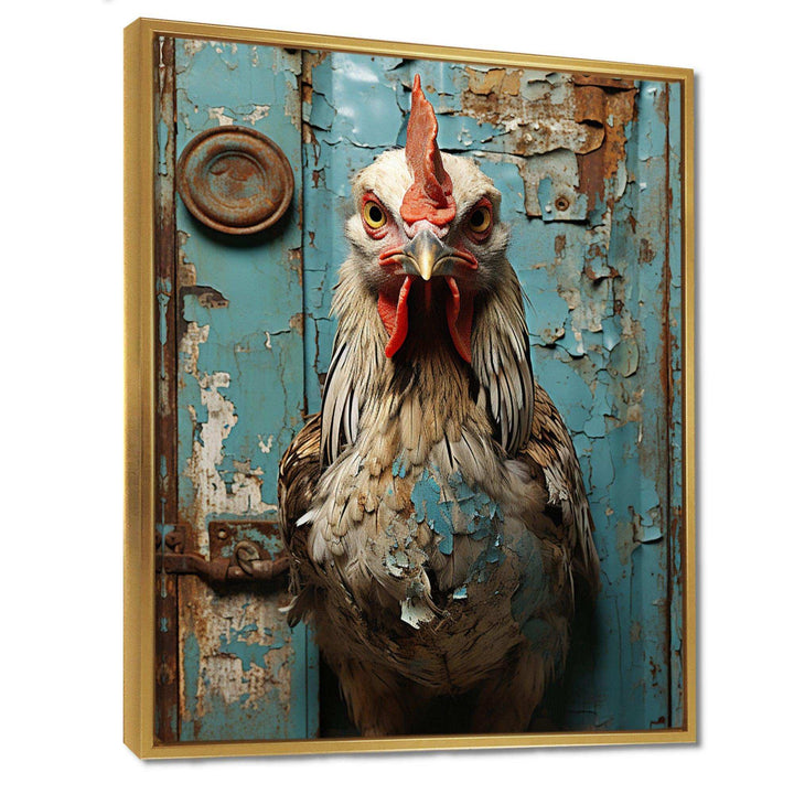 Farmhouse barn  rooster portrait III - Animals Canvas Wall Art