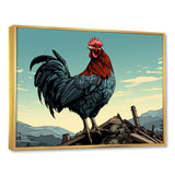 Rooster in the Farm Sunrise - Red Chicken Wall Art