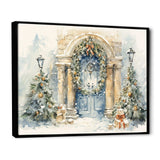 Christmas garland  door in winter 3 - Landscapes Canvas Wall Art